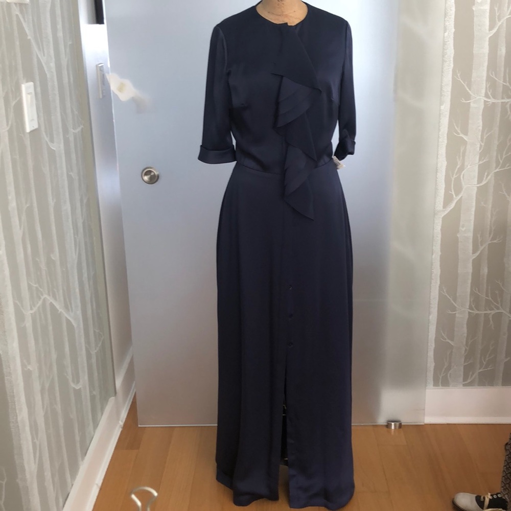 Blue satin maxi dress
